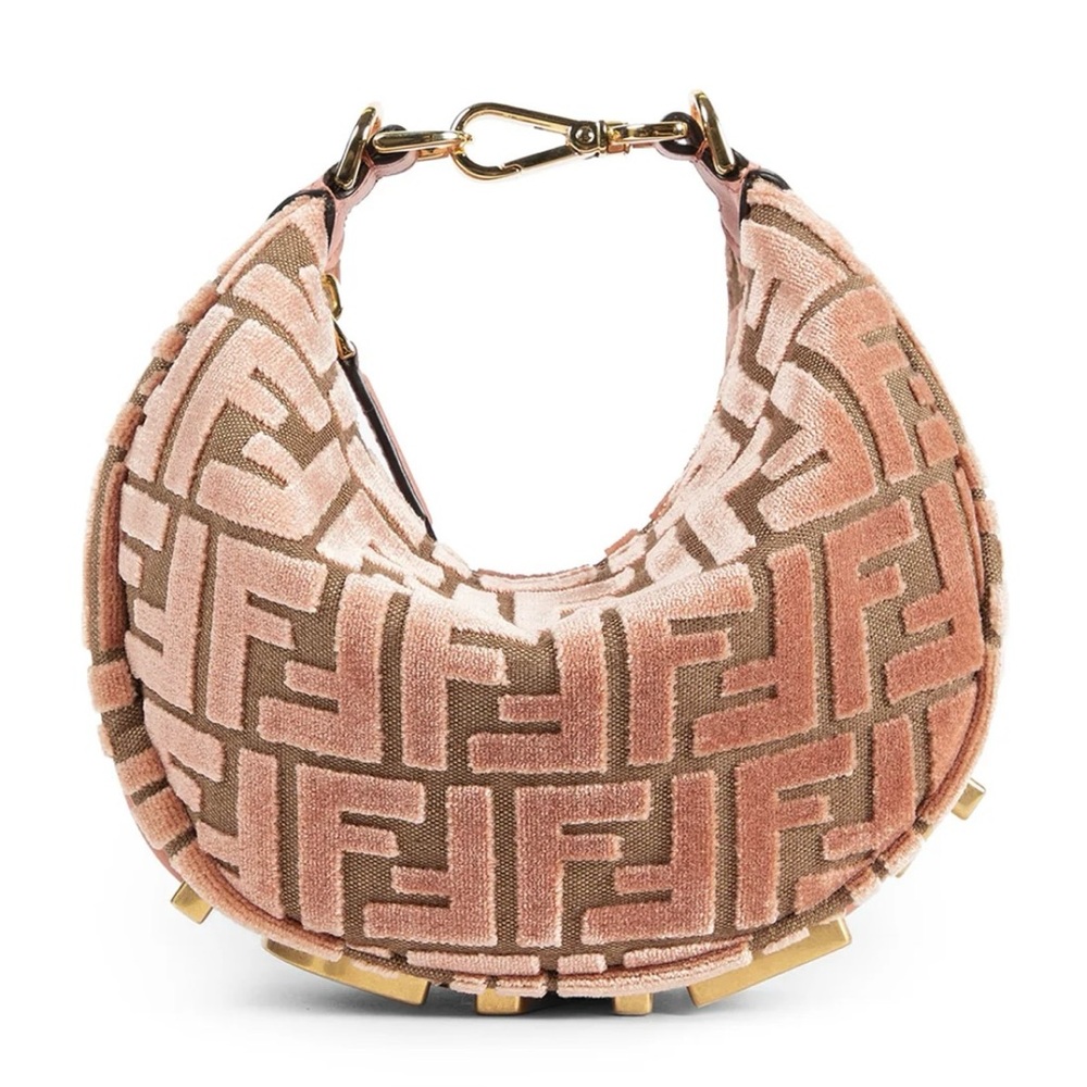 FENDI Fendigraphy mini FF logo velvet hobo crossbody bag - Picture 8 of 8